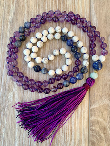 Amethyst Mala Bead Necklace