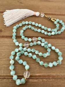 Mini Mala Green Moonstone