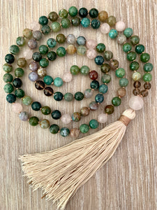 Faceted Indian Agate Mala Necklace